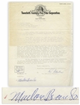 Marlon Brando Signed Agreement with 20th Century Fox From 1956